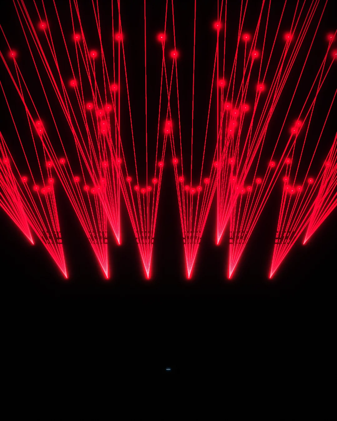 Red laser beams inside a warehouse in GALVO’s physical 3D preview